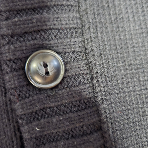 Chaps Black White Fair Isle Cowl Neck Button Up Cardigan Sweater Size Large - Picture 4 of 9